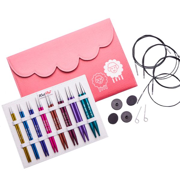 47424 Набор съемных стандартных спиц Knitpro Zing "Deluxe", алюминий, 8 видов спиц в наборе, длина 13 см